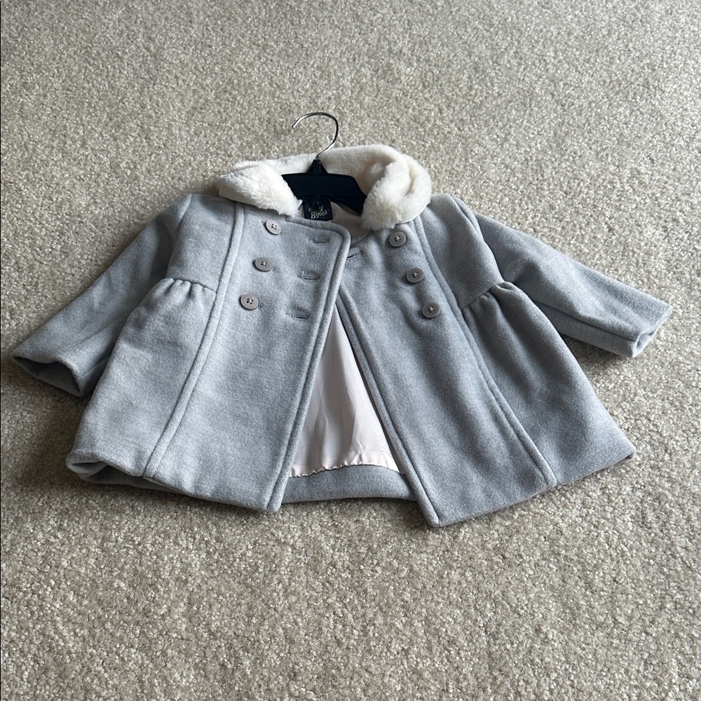 Gray Kids Coat with Faux Fur Collar by baby B’ Gosh size 6 M